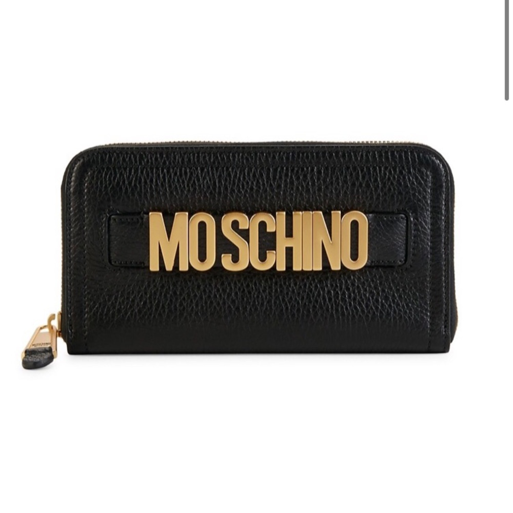 Moschino Pebbled Leather Zip-Around Wallet